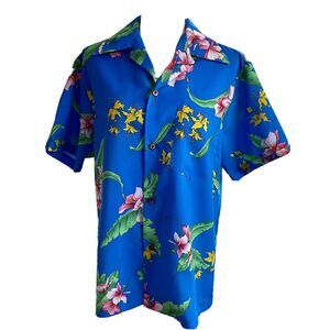 Vintage 50’s Royal Hawaiian Sz Medium Mens Blue Floral Button Up Shirt (Couples)